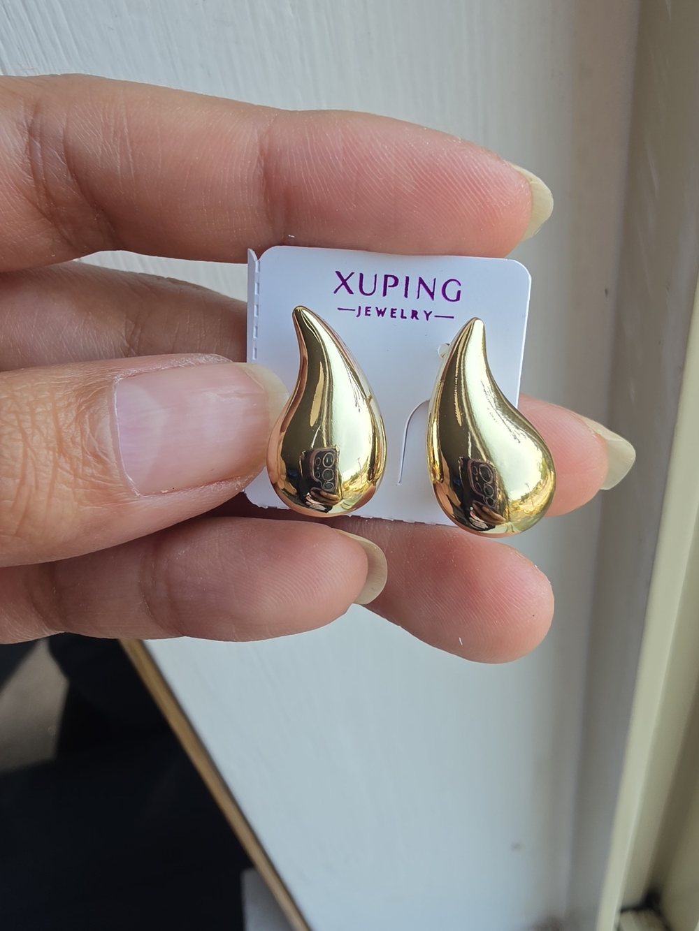 Argollas Diseño De Gota Oro Laminado 14k
